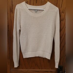 Forever 21 Cream Crew Neck Sweater with Textured Knit